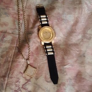 18k gold chain with watch